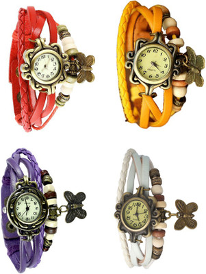 

NS18 Vintage Butterfly Rakhi Combo of 4 Red, Purple, Yellow And White Watch - For Women