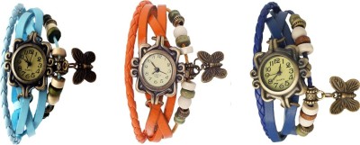NS18 Vintage Butterfly Rakhi Watch Combo of 3 Sky Blue, Orange And Blue Analog Watch  - For Women   Watches  (NS18)