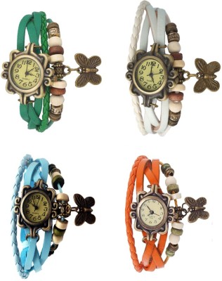 NS18 Vintage Butterfly Rakhi Combo of 4 Green, Sky Blue, White And Orange Analog Watch  - For Women   Watches  (NS18)