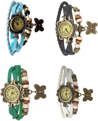 NS18 Vintage Butterfly Rakhi Combo of 4 Sky Blue, Green, Black And White Analog Watch  - For Women   Watches  (NS18)
