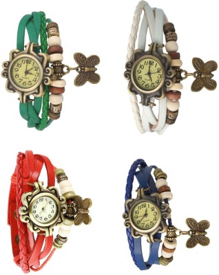 NS18 Vintage Butterfly Rakhi Combo of 4 Green, Red, White And Blue Analog Watch  - For Women   Watches  (NS18)