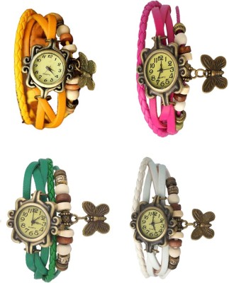 NS18 Vintage Butterfly Rakhi Combo of 4 Yellow, Green, Pink And White Analog Watch  - For Women   Watches  (NS18)