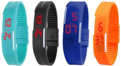 NS18 Silicone Led Magnet Band Combo of 4 Sky Blue, Black, Blue And Orange Digital Watch  - For Boys & Girls   Watches  (NS18)