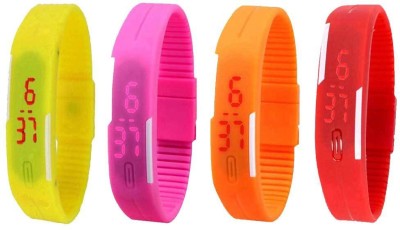 NS18 Silicone Led Magnet Band Watch Combo of 4 Yellow, Pink, Orange And Red Digital Watch  - For Couple   Watches  (NS18)