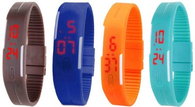 NS18 Silicone Led Magnet Band Watch Combo of 4 Brown, Blue, Orange And Sky Blue Digital Watch  - For Couple   Watches  (NS18)