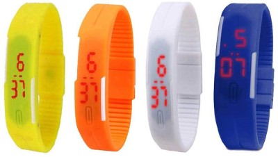 NS18 Silicone Led Magnet Band Combo of 4 Yellow, Orange, White And Blue Digital Watch  - For Boys & Girls   Watches  (NS18)