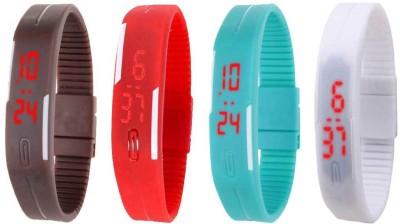 NS18 Silicone Led Magnet Band Combo of 4 Brown, Red, Sky Blue And White Digital Watch  - For Boys & Girls   Watches  (NS18)
