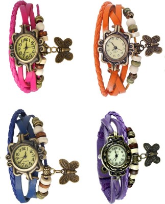 NS18 Vintage Butterfly Rakhi Combo of 4 Pink, Blue, Orange And Purple Analog Watch  - For Women   Watches  (NS18)