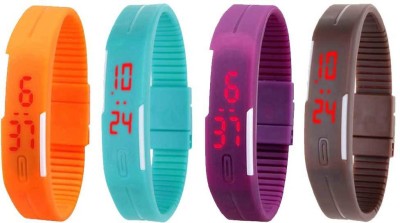 NS18 Silicone Led Magnet Band Combo of 4 Orange, Sky Blue, Purple And Brown Digital Watch  - For Boys & Girls   Watches  (NS18)
