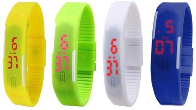 NS18 Silicone Led Magnet Band Combo of 4 Yellow, Green, White And Blue Digital Watch  - For Boys & Girls   Watches  (NS18)