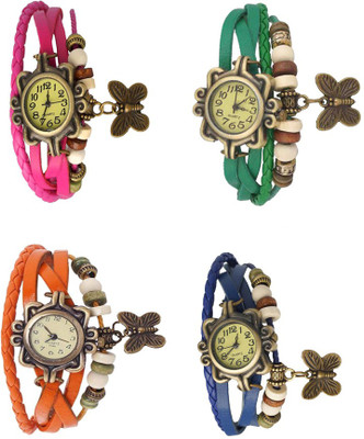 

Kissu Vintage Rakhi Combo of 4 Pink, Orange, Green And Blue Watch - For Women