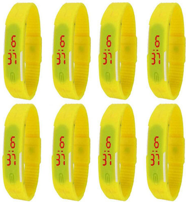 

Kissu Led Magnet Band Combo of 8 Yellow Watch - For Men & Women