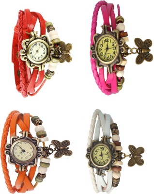 NS18 Vintage Butterfly Rakhi Combo of 4 Red, Orange, Pink And White Analog Watch  - For Women   Watches  (NS18)