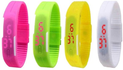 NS18 Silicone Led Magnet Band Combo of 4 Orange, Green, Yellow And White Digital Watch  - For Boys & Girls   Watches  (NS18)