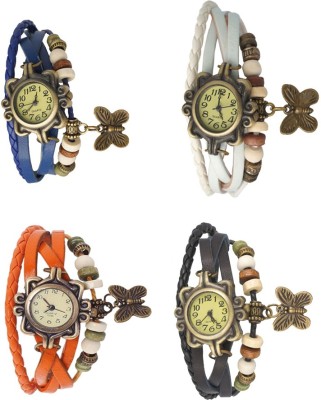 NS18 Vintage Butterfly Rakhi Combo of 4 Blue, Orange, White And Black Analog Watch  - For Women   Watches  (NS18)