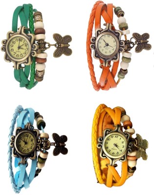 NS18 Vintage Butterfly Rakhi Combo of 4 Green, Sky Blue, Orange And Yellow Analog Watch  - For Women   Watches  (NS18)