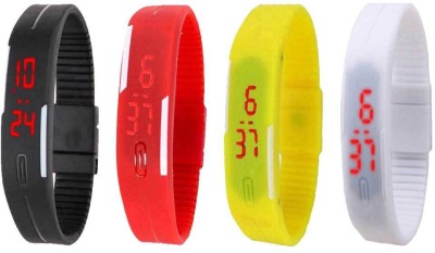 NS18 Silicone Led Magnet Band Combo of 4 Black, Red, Yellow And White Digital Watch  - For Boys & Girls   Watches  (NS18)