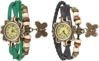 NS18 Vintage Butterfly Rakhi Watch Combo of 2 Green And Black Analog Watch  - For Women   Watches  (NS18)