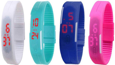 

Kissu Led Magnet Band Combo of 4 White, Sky Blue, Blue And Pink Watch - For Men & Women