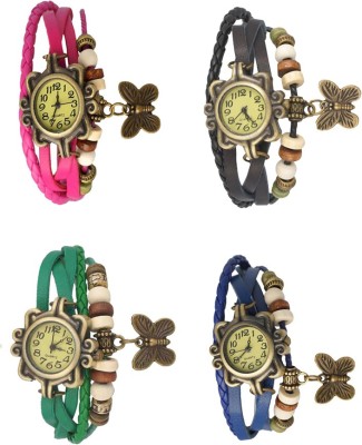 NS18 Vintage Butterfly Rakhi Combo of 4 Pink, Green, Black And Blue Analog Watch  - For Women   Watches  (NS18)