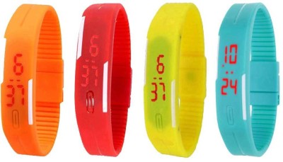 NS18 Silicone Led Magnet Band Watch Combo of 4 Orange, Red, Yellow And Sky Blue Digital Watch  - For Couple   Watches  (NS18)