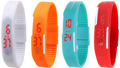 

Kissu Led Magnet Band Combo of 4 White, Orange, Sky Blue And Red Watch - For Men & Women