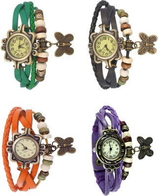 NS18 Vintage Butterfly Rakhi Combo of 4 Green, Orange, Black And Purple Analog Watch  - For Women   Watches  (NS18)