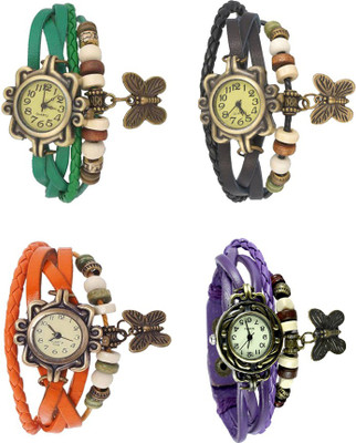 NS18 Vintage Butterfly Rakhi Combo of 4 Green, Orange, Black And Purple Analog Watch  - For Women   Watches  (NS18)