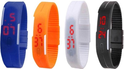 NS18 Silicone Led Magnet Band Combo of 4 Blue, Orange, White And Black Digital Watch  - For Boys & Girls   Watches  (NS18)