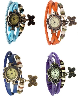 NS18 Vintage Butterfly Rakhi Combo of 4 Sky Blue, Blue, Orange And Purple Analog Watch  - For Women   Watches  (NS18)