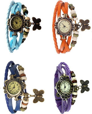 

Kissu Vintage Rakhi Combo of 4 Sky Blue, Blue, Orange And Purple Watch - For Women