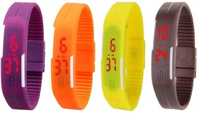 NS18 Silicone Led Magnet Band Combo of 4 Purple, Orange, Yellow And Brown Digital Watch  - For Boys & Girls   Watches  (NS18)