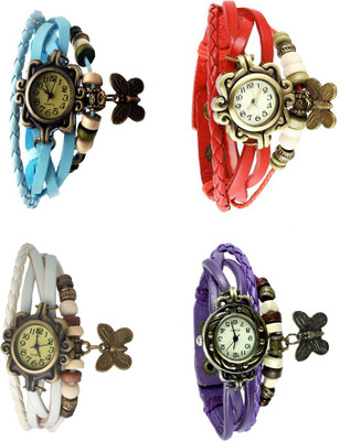 

NS18 Vintage Butterfly Rakhi Combo of 4 Sky Blue, White, Red And Purple Watch - For Women