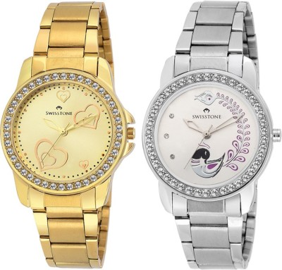 Swisstone JEWELS-LR310-GOLD & JEWELS230-SLV Analog Watch  - For Women   Watches  (Swisstone)