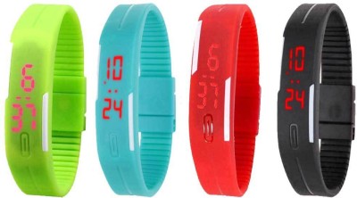 NS18 Silicone Led Magnet Band Combo of 4 Green, Sky Blue, Red And Black Digital Watch  - For Boys & Girls   Watches  (NS18)