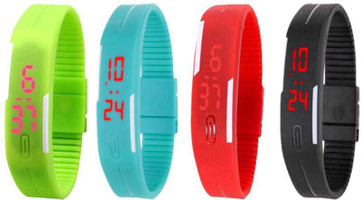 View NS18 Silicone Led Magnet Band Combo of 4 Green, Sky Blue, Red And Black Digital Watch  - For Boys & Girls Wrist Watches Price Online(NS18)