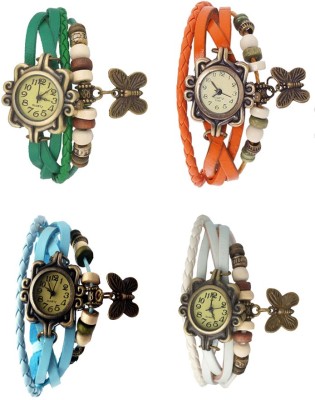 NS18 Vintage Butterfly Rakhi Combo of 4 Green, Sky Blue, Orange And White Analog Watch  - For Women   Watches  (NS18)