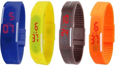 NS18 Silicone Led Magnet Band Combo of 4 Blue, Yellow, Brown And Orange Digital Watch  - For Boys & Girls   Watches  (NS18)