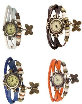 NS18 Vintage Butterfly Rakhi Combo of 4 White, Blue, Brown And Orange Analog Watch  - For Women   Watches  (NS18)