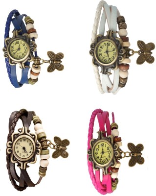 NS18 Vintage Butterfly Rakhi Combo of 4 Blue, Brown, White And Pink Analog Watch  - For Women   Watches  (NS18)