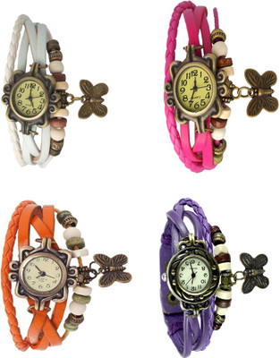 

NS18 Vintage Butterfly Rakhi Combo of 4 White, Orange, Pink And Purple Watch - For Women