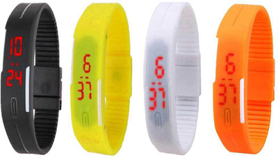 

Kissu Led Magnet Band Combo of 4 Black, Yellow, White And Orange Watch - For Men & Women