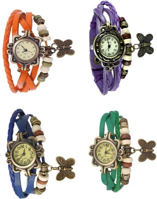 NS18 Vintage Butterfly Rakhi Combo of 4 Orange, Blue, Purple And Green Analog Watch  - For Women   Watches  (NS18)