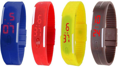 

Kissu Led Magnet Band Combo of 4 Blue, Red, Yellow And Brown Watch - For Men & Women