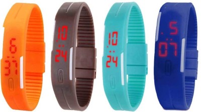 NS18 Silicone Led Magnet Band Combo of 4 Orange, Brown, Sky Blue And Blue Digital Watch  - For Boys & Girls   Watches  (NS18)