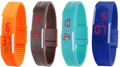 NS18 Silicone Led Magnet Band Combo of 4 Orange, Brown, Sky Blue And Blue Digital Watch  - For Boys & Girls   Watches  (NS18)