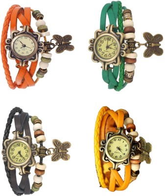 NS18 Vintage Butterfly Rakhi Combo of 4 Orange, Black, Green And Yellow Analog Watch  - For Women   Watches  (NS18)