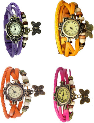 

Kissu Vintage Rakhi Combo of 4 Purple, Orange, Yellow And Pink Watch - For Women