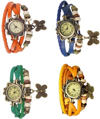 NS18 Vintage Butterfly Rakhi Combo of 4 Orange, Green, Blue And Yellow Analog Watch  - For Women   Watches  (NS18)