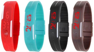 NS18 Silicone Led Magnet Band Combo of 4 Red, Sky Blue, Black And Brown Digital Watch  - For Boys & Girls   Watches  (NS18)